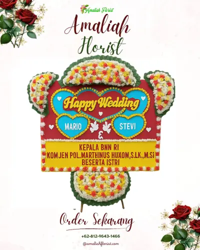 Karangan Papan Bunga Pernikahan di Rijali